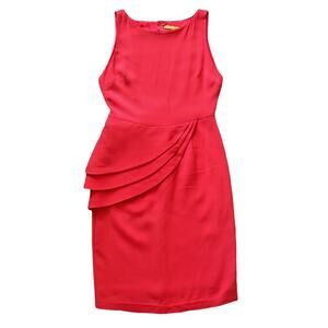 Alice + Olivia Asymmetrical Side Ruffle Back Cutout Dress Bright Poppy Small
